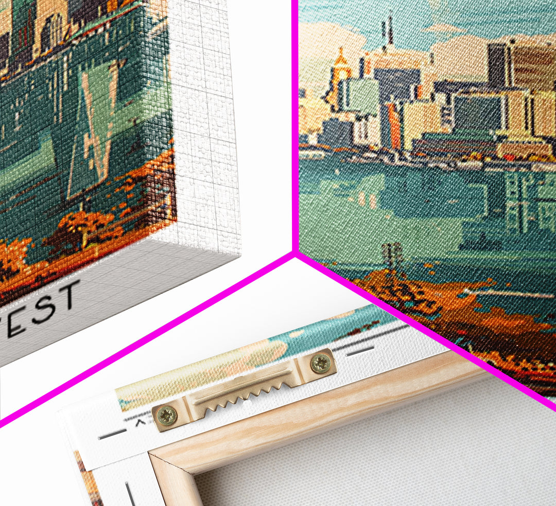 Jersey City Travel Poster, Canvas Print, Retro Travel Poster, City Wall Art, Vintage Travel Art, Mid Century Wall Art, Travel Prints