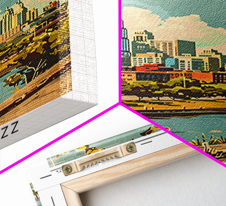 Kansas City Kansas Travel Poster, Canvas Print, City Art Print, Travel Wall Art, Watercolor Cityscape, Travel Prints, Retro Wall Art