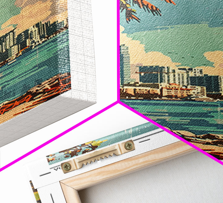 Miami Travel Poster, Canvas Print, City Travel Poster, Travel Wall Decor, Travel Wall Art, Poster Print, Wall Art, City Illustration