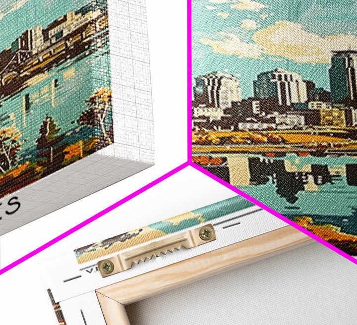 Minneapolis Travel Poster, Framed Canvas Print, Poster Print, Travel Wall Art, City Illustration, Vintage Travel Art, Retro Wall Art