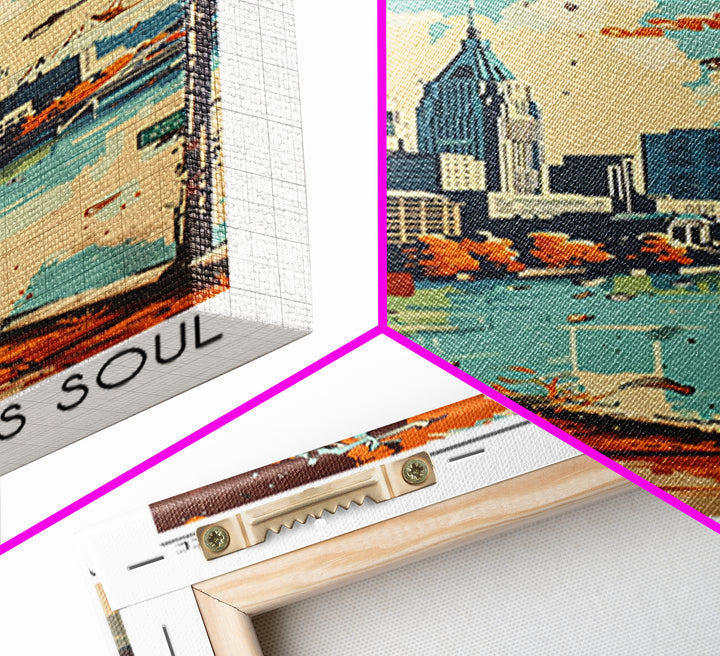 Nashville Tennessee Travel Poster, Framed Canvas Print, Travel Prints, Landscape Art, Poster Print, Mid Century Wall Art, Poster Art