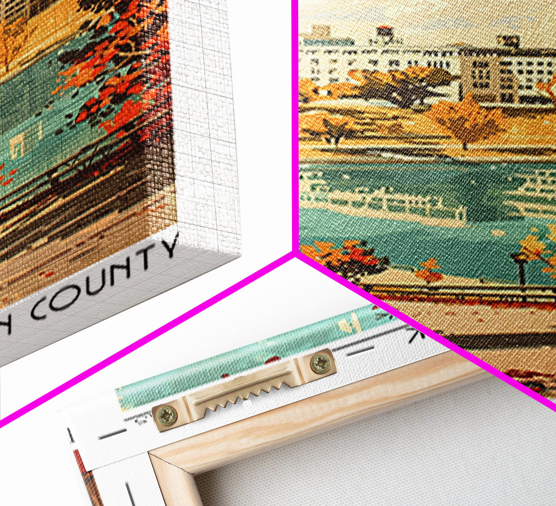 Overland Park Kansas Travel Poster, Framed Canvas Print, City Travel Poster, Travel Wall Art, City Illustration, Art Print, Wall Art