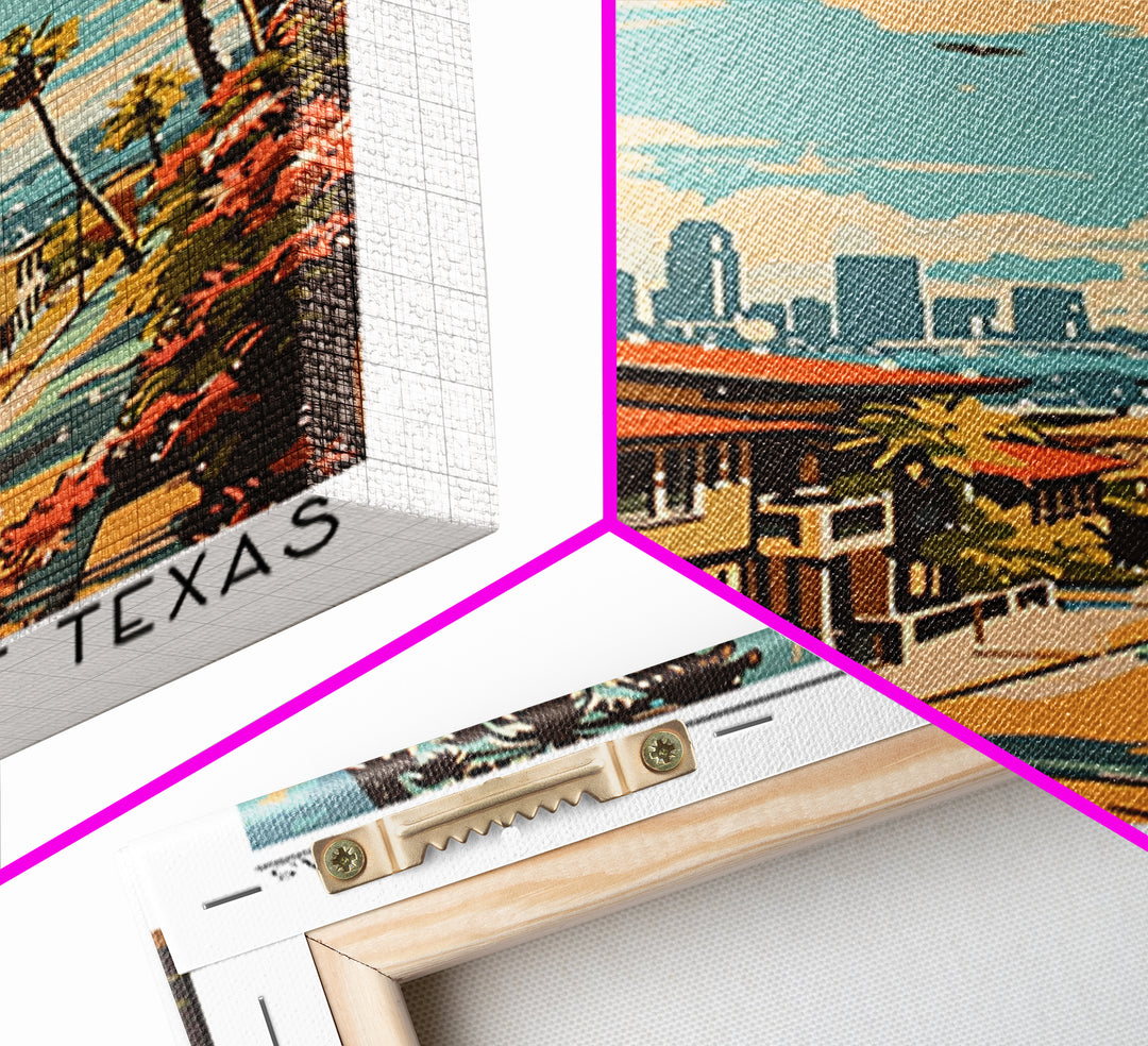 Pasadena Texas Travel Poster, Canvas Print, Retro Travel Poster, City Wall Art, Retro Travel Print, Home Decor, Watercolor Cityscape