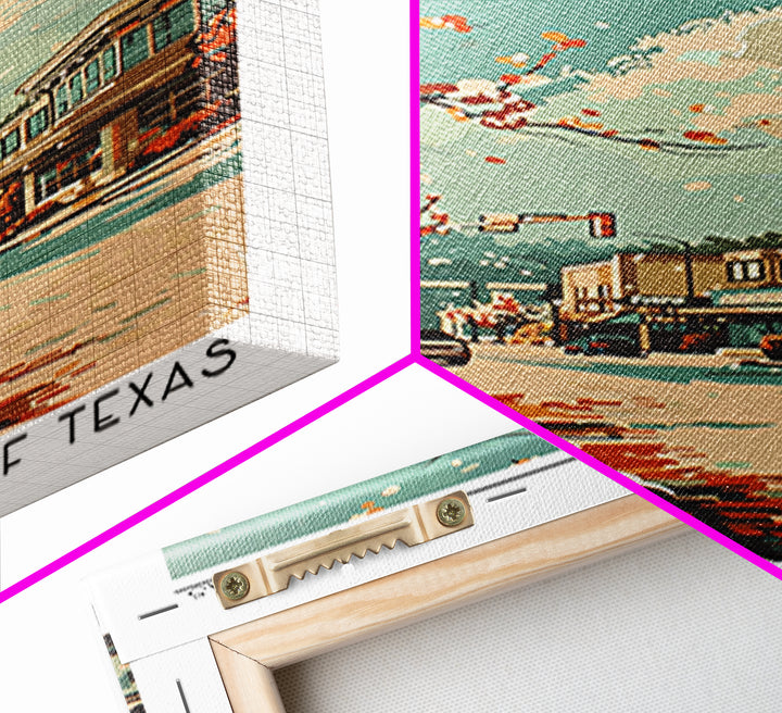 Plano Texas Travel Poster, Framed Canvas Print, Travel Prints, Landscape Art, Retro Travel Poster, Vintage Travel, City Illustration