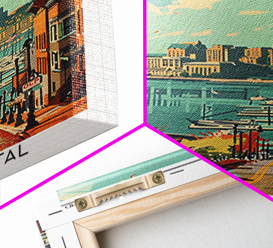 Providence Rhode Island Travel Poster, Framed Canvas Print, Retro Travel Poster, City Wall Art, Vintage City Poster, Wanderlust Gift