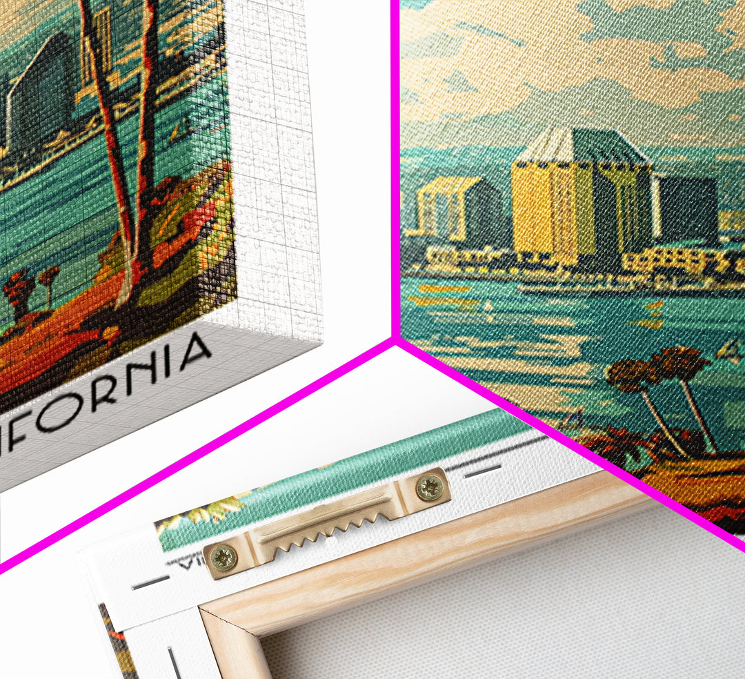 San Diego Travel Poster, Framed Canvas Print, City Travel Poster, Travel Wall Art, Wanderlust Gift, Gallery Wall Set, Vintage Poster