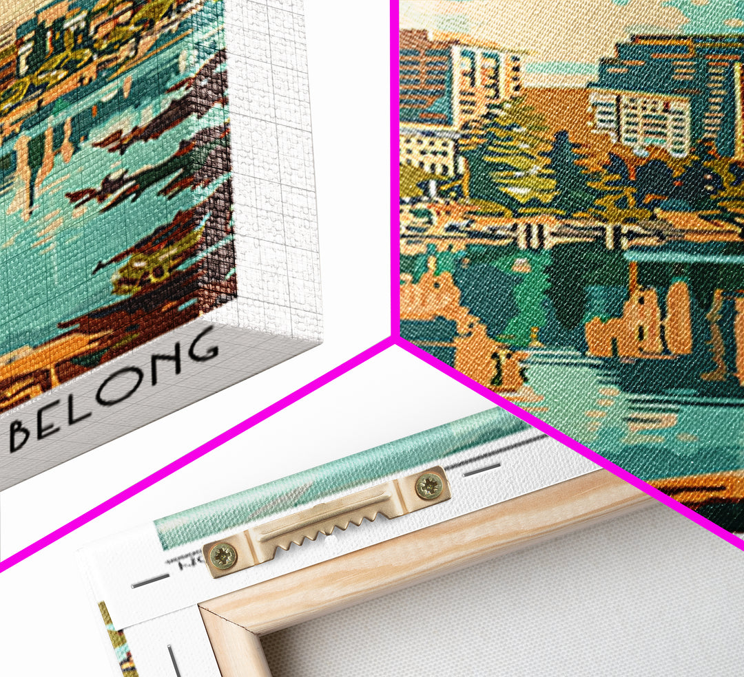 Spokane Washington Travel Poster, Framed Canvas Print, Poster Print, Travel Wall Art, Home Decor, City Illustration, Wanderlust Gift