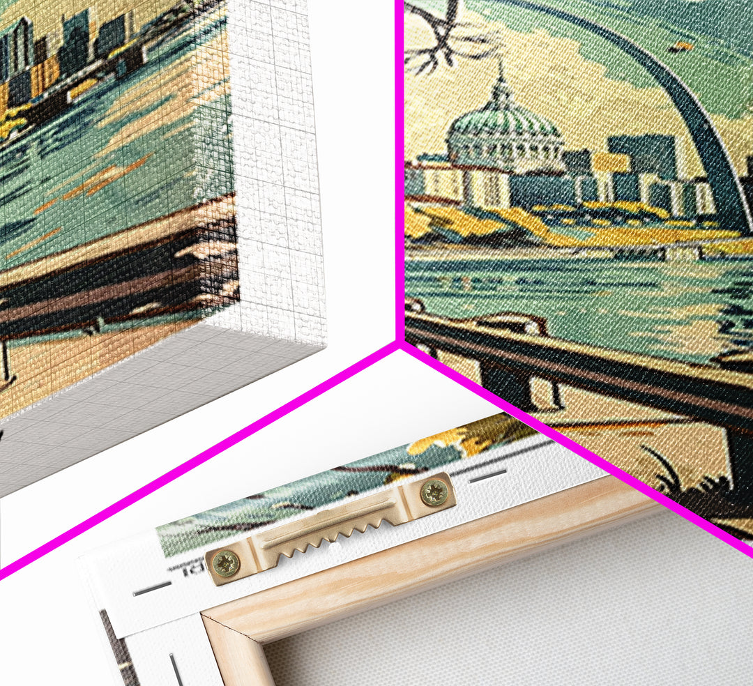 St Louis Travel Poster, Framed Canvas Print, Vintage Travel Print, City Wall Art, Vintage City Poster, Travel Prints, Vintage Travel