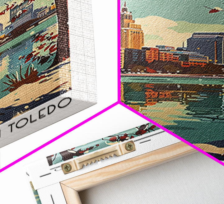 Toledo Travel Poster, Framed Canvas Print, Travel Prints, Landscape Art, Retro Travel Poster, City Travel Poster, Retro Travel Print