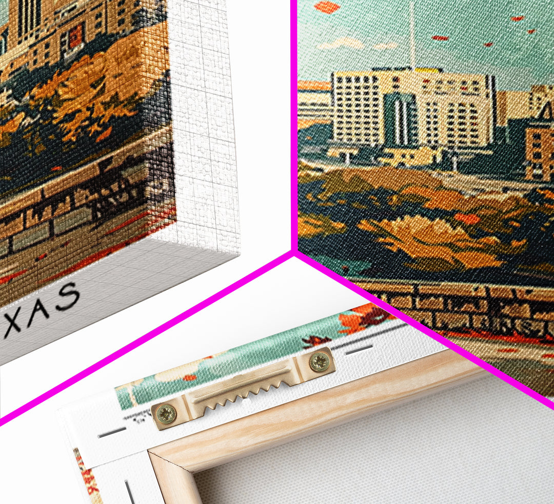 Wichita Falls Texas Travel Poster, Framed Canvas Print, Retro Travel Poster, City Wall Art, City Travel Poster, Vintage Travel Print