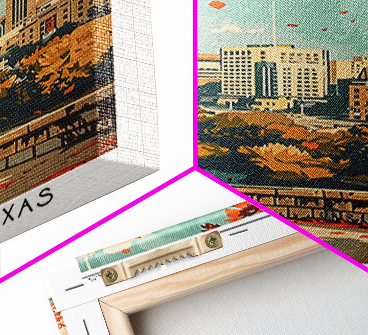 Wichita Falls Texas Travel Poster, Framed Canvas Print, Retro Travel Poster, City Wall Art, City Travel Poster, Vintage Travel Print