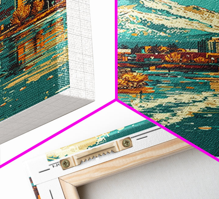 Bend Travel Poster, Framed Canvas Print, Travel Prints, Landscape Art, City Travel Poster, Vintage City Poster, Living Room Wall Art