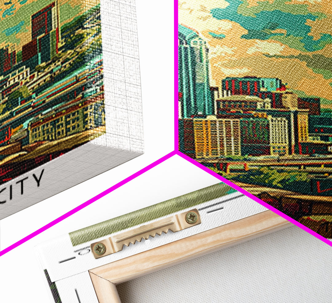 Cincinnati Travel Poster, Canvas Print, Retro Travel Poster, City Wall Art, Mid Century Wall Art, Travel Print, Watercolor Cityscape