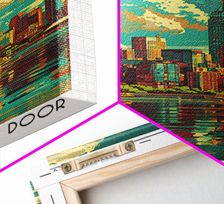 Jersey City Travel Poster, Framed Canvas Print, Retro Wall Art, Travel Print, Vintage Posters, Gallery Wall Set, Vintage City Poster