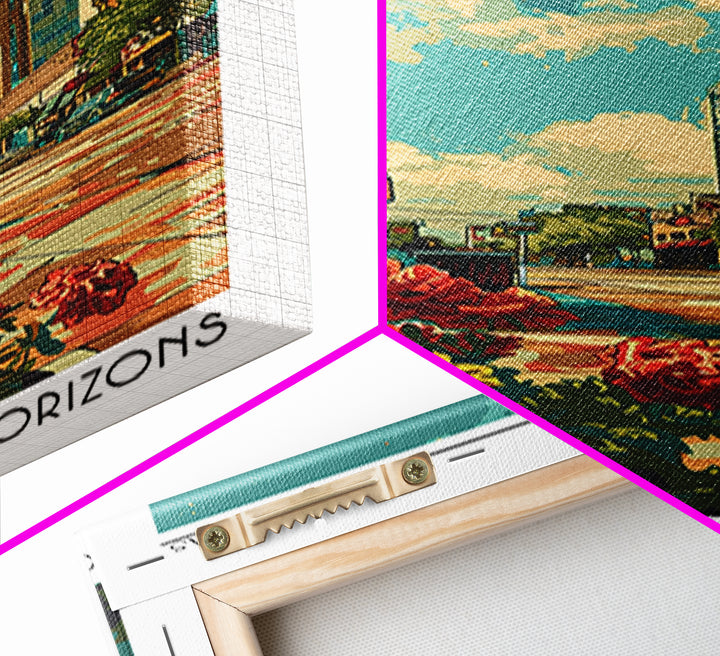 Lewisville Travel Poster, Framed Canvas Print, Travel Prints, Landscape Art, Retro Travel Poster, Poster Print, Watercolor Cityscape