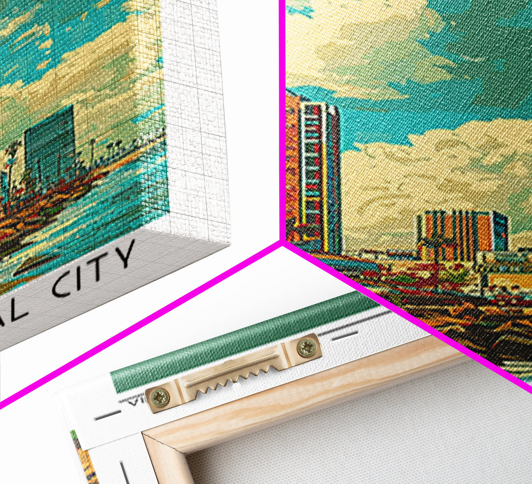 Long Beach Travel Poster, Framed Canvas Print, Travel Wall Art, City Wall Art, City Art Print, Vintage Posters, Mid Century Wall Art