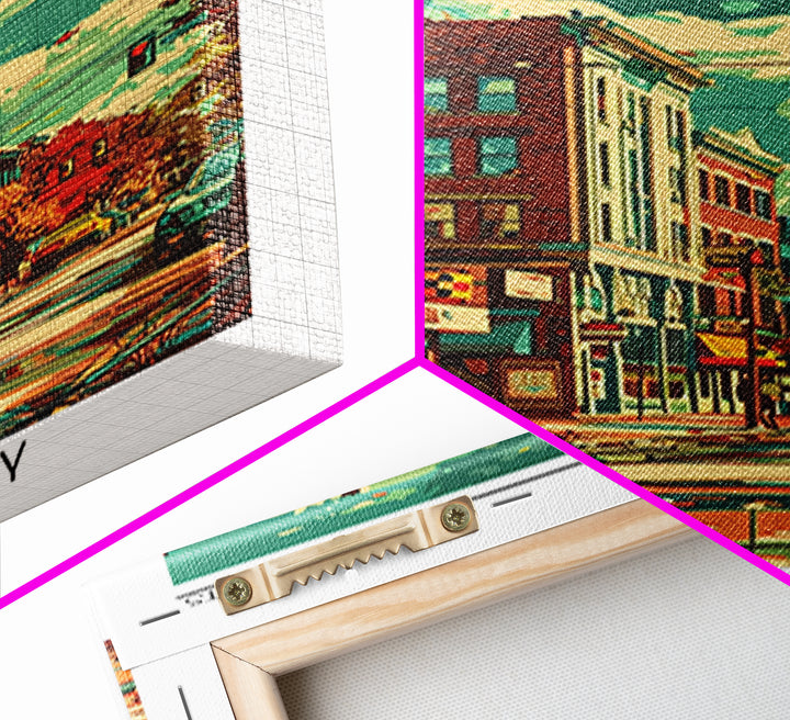 Lowell Travel Poster, Framed Canvas Print, Travel Art Print, Modern Wall Decor, Wall Art, Art Print, Travel Decor, Home Office Decor