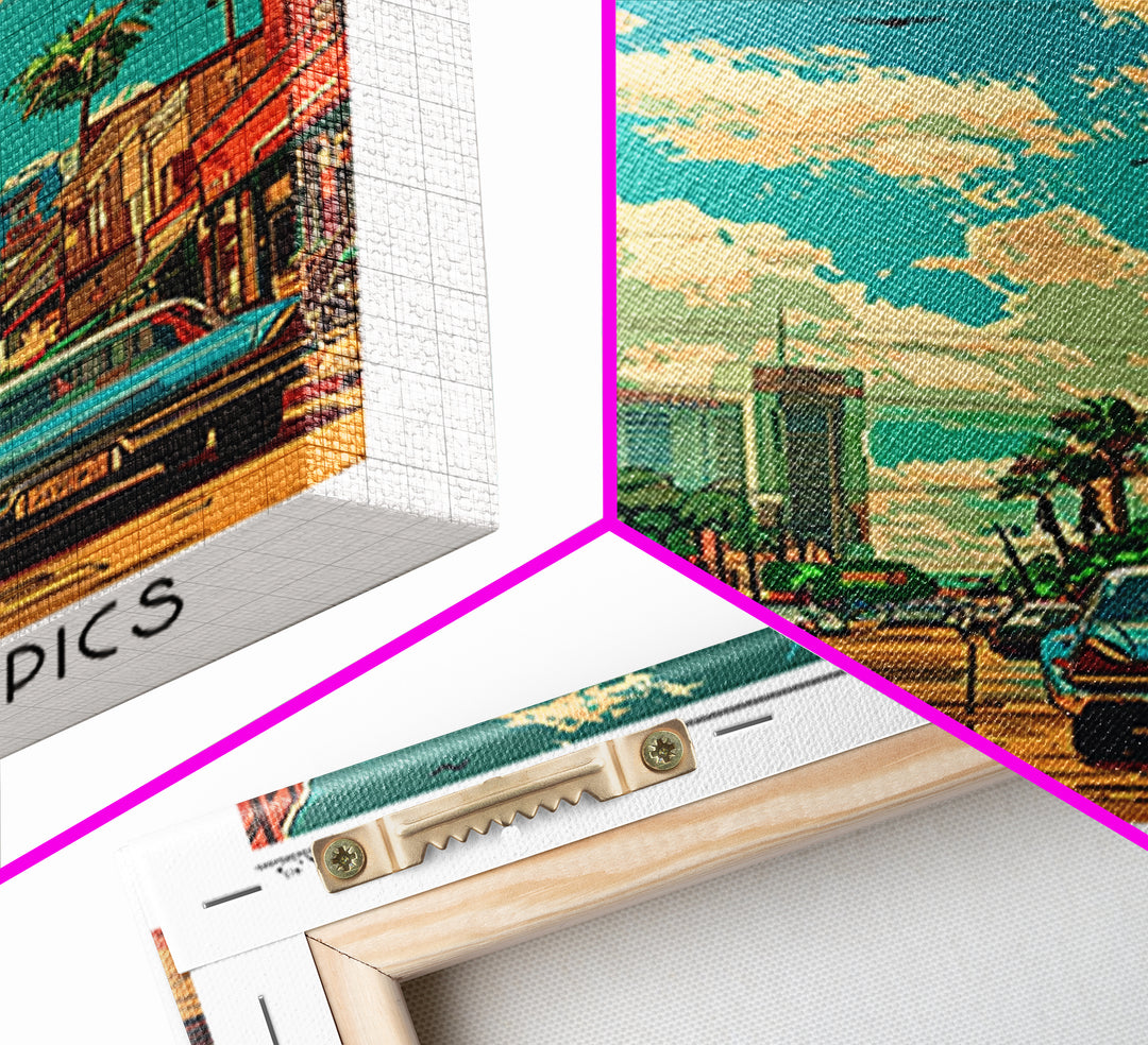 McAllen Travel Poster, Framed Canvas Print, Travel Art Print, Modern Wall Decor, City Illustration, Gallery Wall Set, Fine Art Print