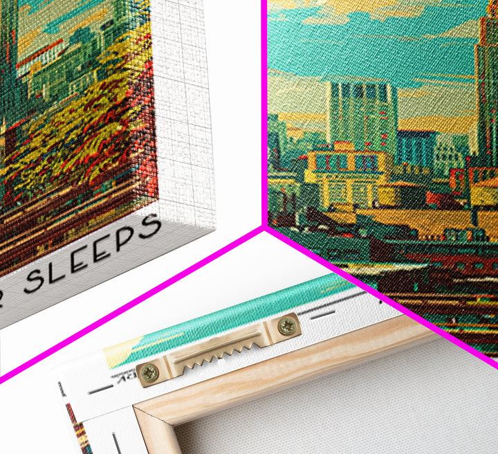 New York Travel Poster, Framed Canvas Print, Travel Wall Art, City Wall Art, Retro Wall Art, Mid Century Wall Art, Colorful Wall Art