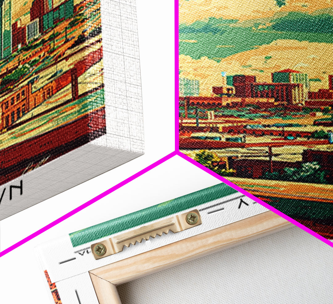 Oklahoma City Travel Poster, Framed Canvas Print, Retro Travel Poster, City Wall Art, Wanderlust Gift, Travel Prints, City Art Print