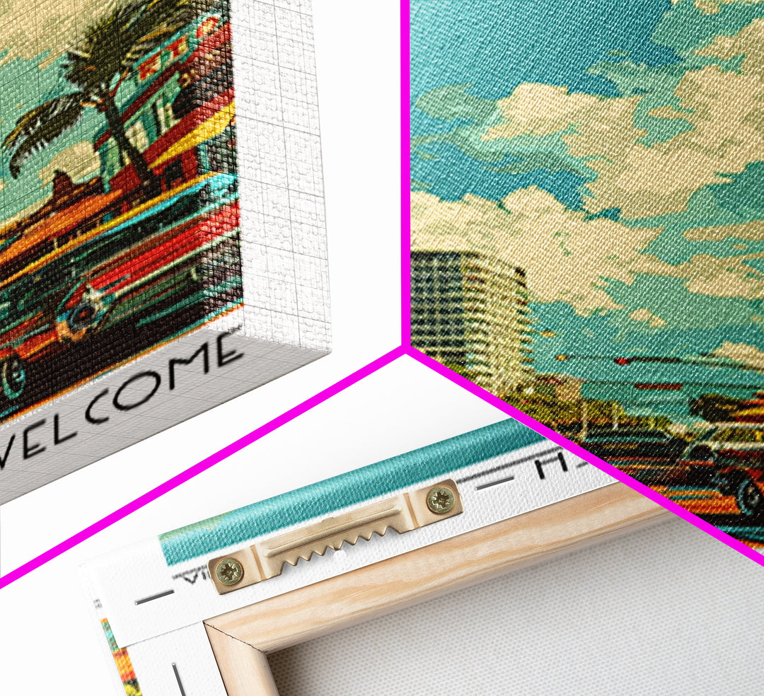 Pompano Beach Travel Poster, Framed Canvas Print, Travel Wall Art, City Wall Art, Vintage Poster, Vintage Travel Art, Travel Posters