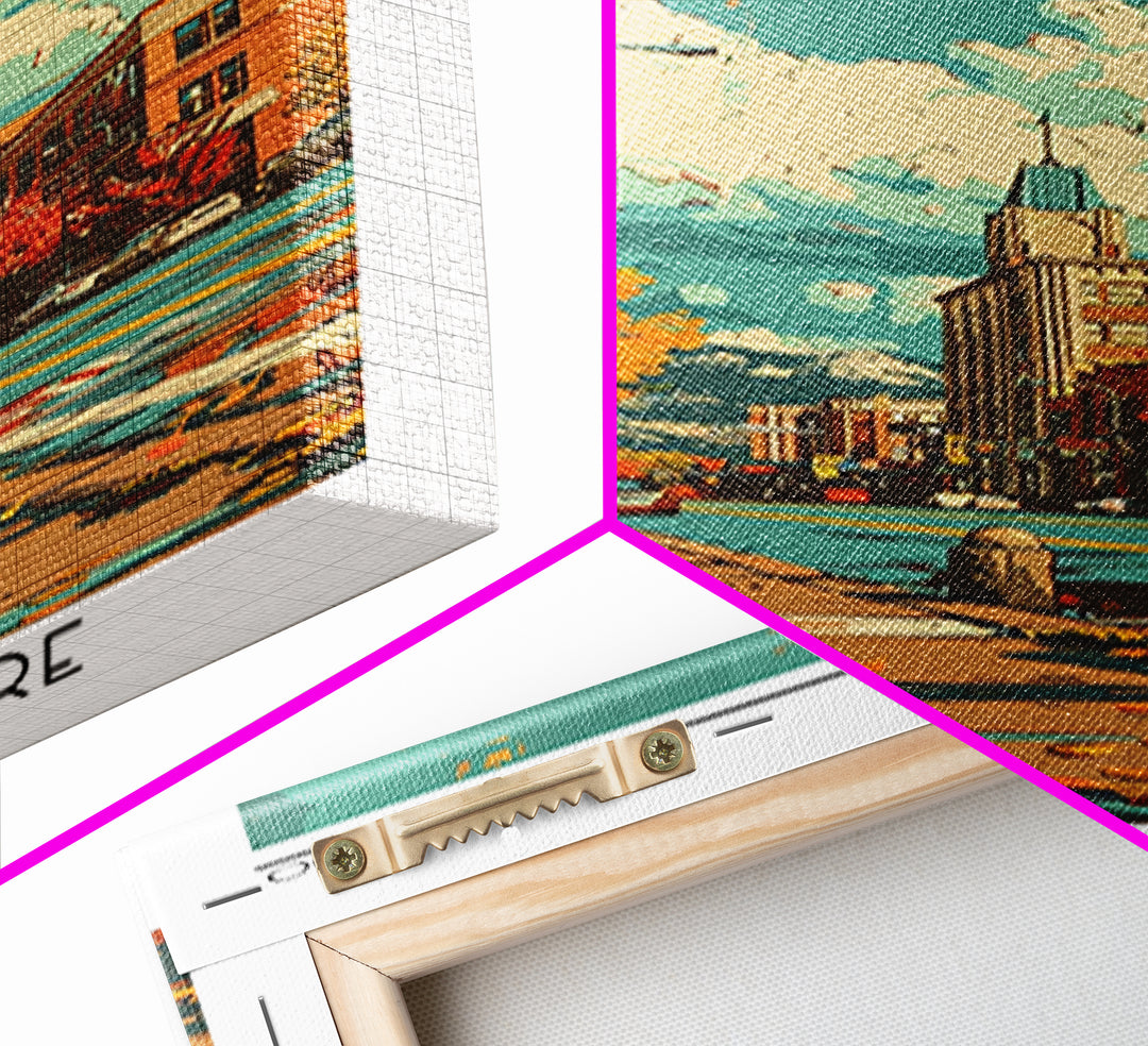 Westminster Travel Poster, Canvas Print, Retro Wall Art, Travel Print, Watercolor Cityscape, Mid Century Wall Art, Travel Wall Decor