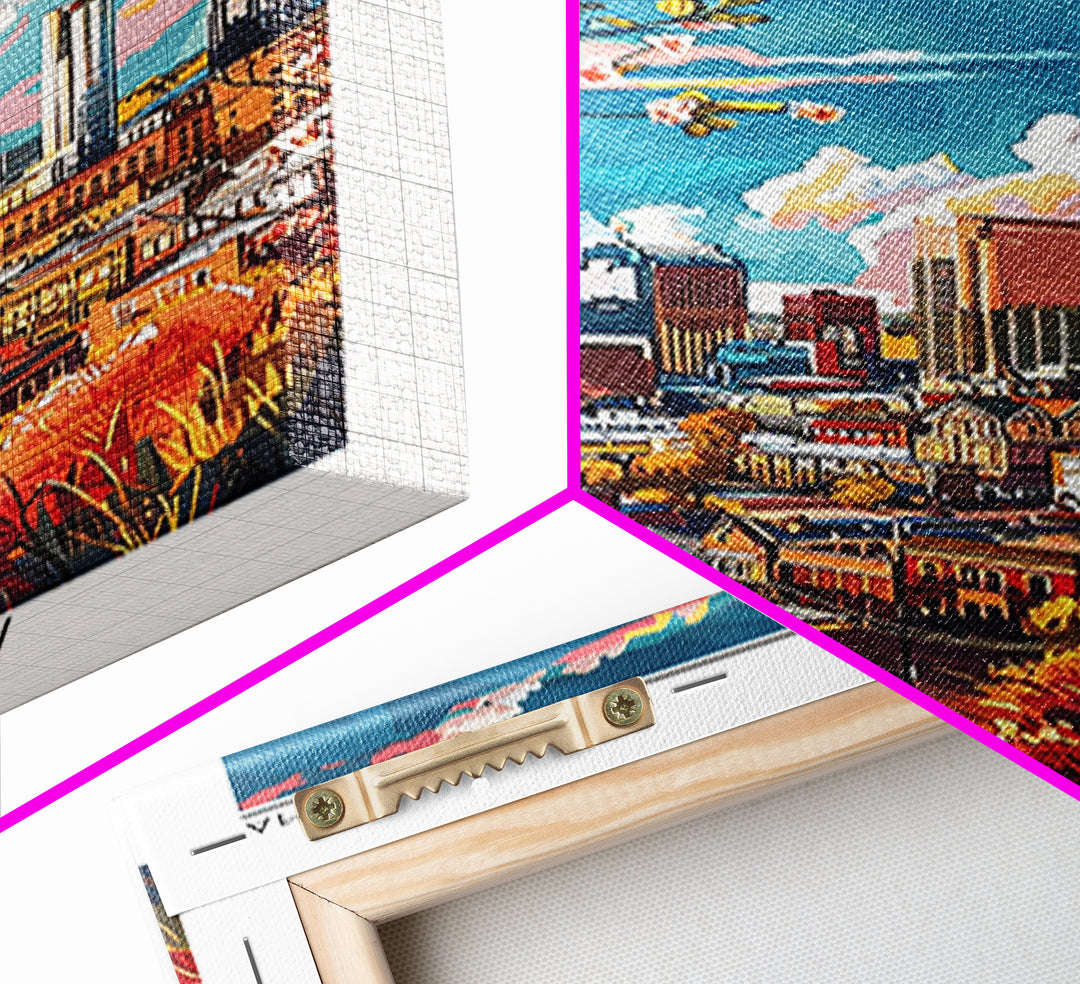 Birmingham Travel Poster, Framed Canvas Print, City Travel Poster, Travel Wall Art, Poster Art, Colorful Wall Art, Minimalist Poster