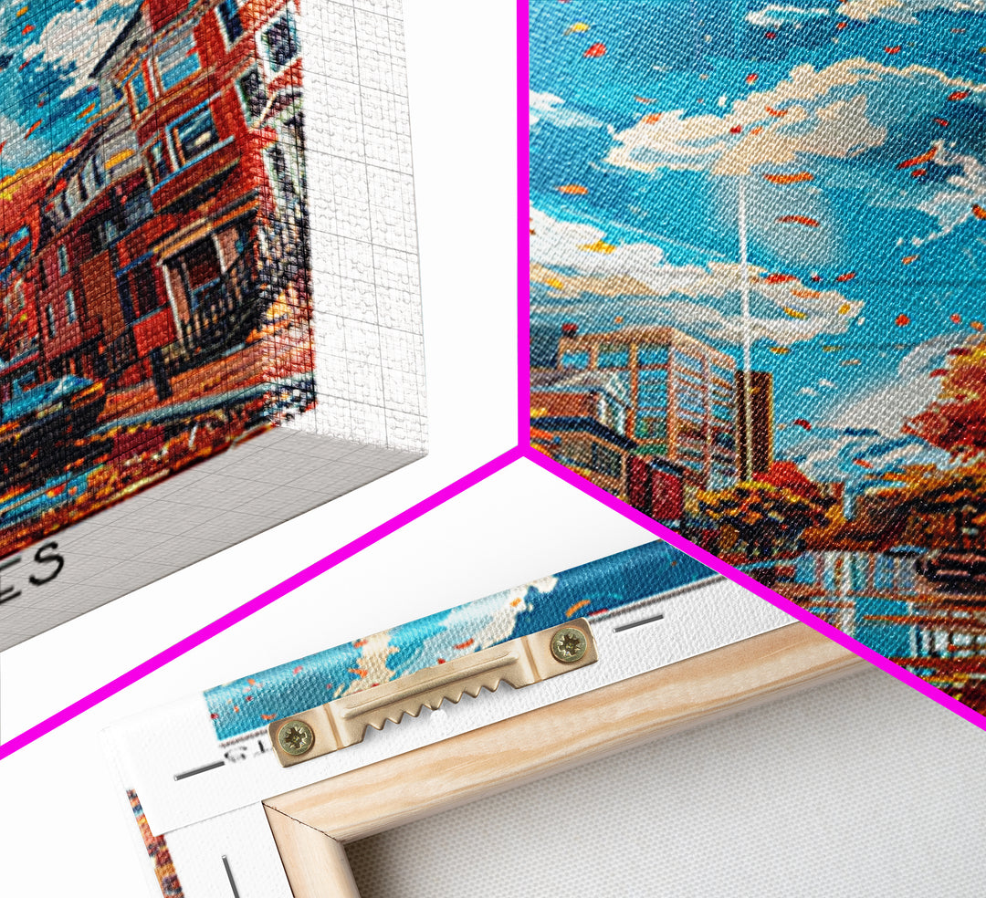Cambridge Travel Poster, Canvas Print, Retro Wall Art, Travel Print, City Art Print, Home Office Decor, City Illustration, Art Print
