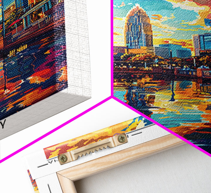 Charlotte Travel Poster, Canvas Print, Travel Prints, Landscape Art, Travel Decor, Mid Century Wall Art, City Wall Art, Travel Print