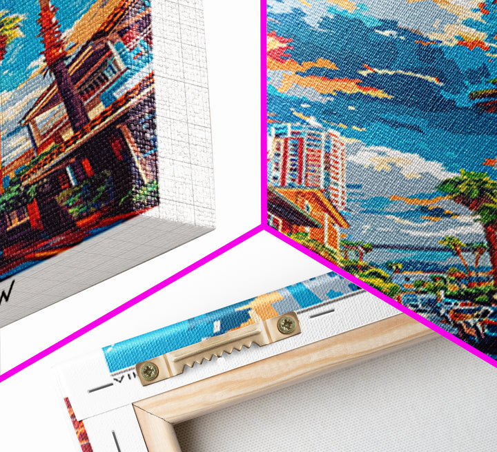 Costa Mesa Travel Poster, Framed Canvas Print, City Travel Poster, Vintage City Poster, Wall Art, City Illustration, Wanderlust Gift