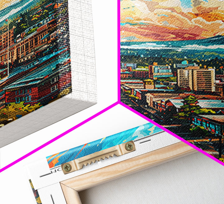 Eugene Travel Poster, Framed Canvas Print, Retro Travel Poster, City Wall Art, Wanderlust Gift, Vintage Travel Print, Fine Art Print