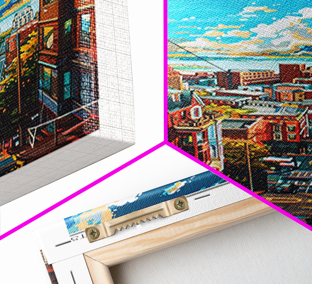 Lowell Travel Poster, Framed Canvas Print, City Travel Poster, Travel Wall Art, Watercolor Cityscape, Home Decor, Retro Travel Print