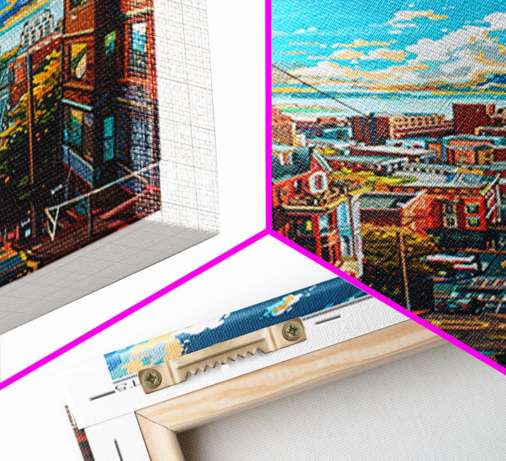Lowell Travel Poster, Framed Canvas Print, City Travel Poster, Travel Wall Art, Watercolor Cityscape, Home Decor, Retro Travel Print