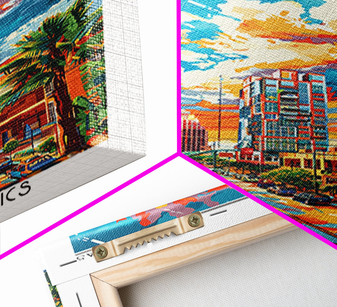 McAllen Travel Poster, Framed Canvas Print, Retro Wall Art, Travel Print, Home Decor, City Illustration, Art Print, Travel Art Print