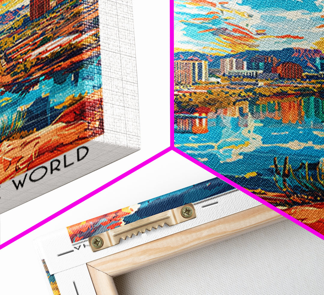 Peoria Travel Poster, Canvas Print, City Travel Poster, Vintage City Poster, Wanderlust Gift, Mid Century Wall Art, Travel Art Print