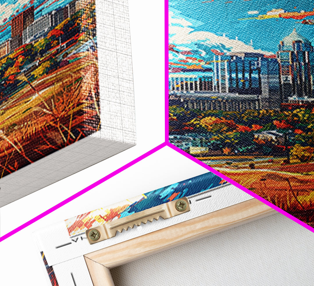 Raleigh Travel Poster, Framed Canvas Print, Travel Prints, Landscape Art, City Travel Poster, Gallery Wall Set, Mid Century Wall Art