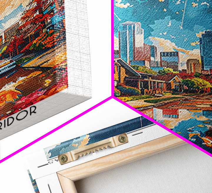 Richardson Travel Poster, Framed Canvas Print, Retro Travel Poster, City Wall Art, Poster Print, Landscape Art, Watercolor Cityscape