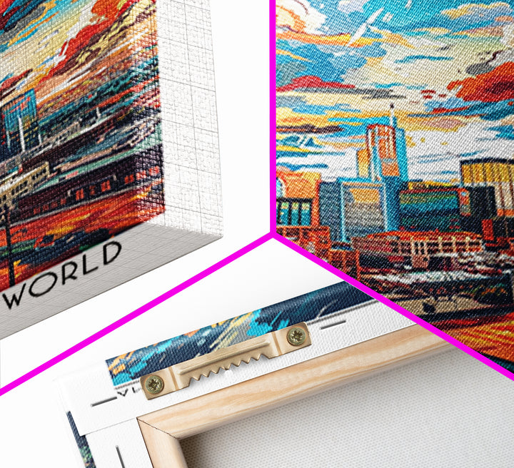 Tulsa Travel Poster, Framed Canvas Print, City Art Print, Travel Wall Art, Living Room Wall Art, Travel Art Print, Colorful Wall Art