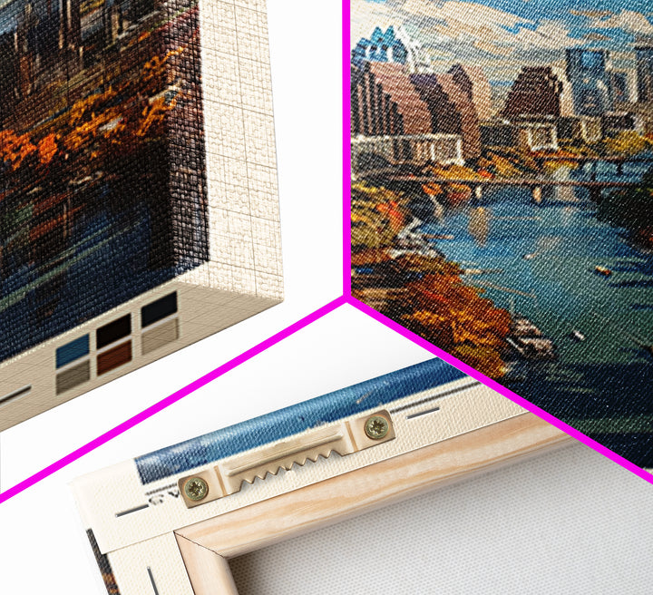 Austin Travel Poster, Framed Canvas Print, City Travel Poster, Travel Wall Art, Wanderlust Gift, Travel Art Print, City Illustration