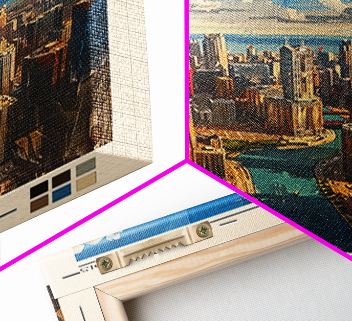 Chicago Travel Poster, Framed Canvas Print, City Art Print, Travel Wall Art, Poster Art, Travel Print, Travel Decor, Wanderlust Gift