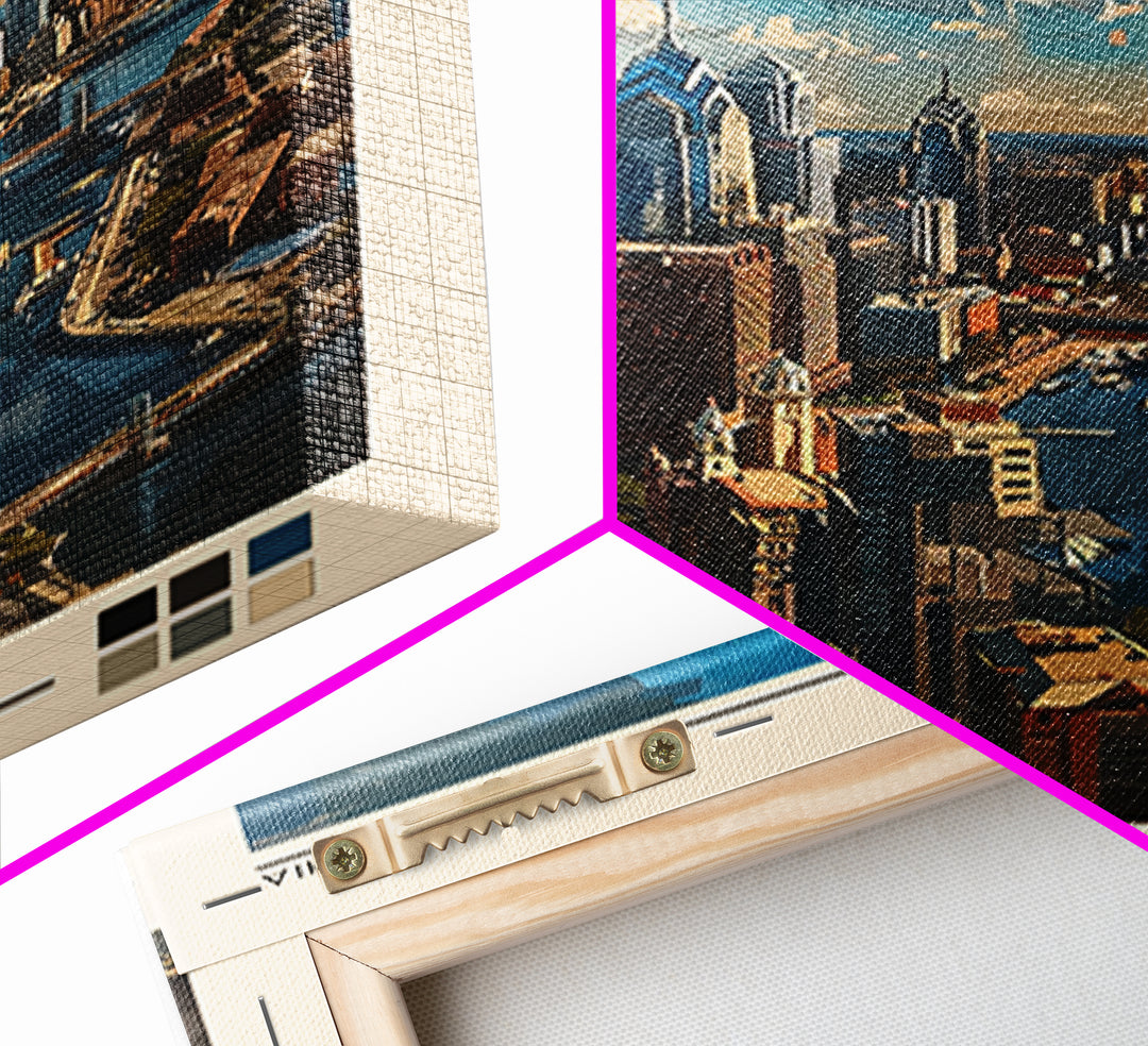 Philadelphia Travel Poster, Framed Canvas Print, City Art Print, Travel Wall Art, City Illustration, Modern Wall Decor, Poster Print