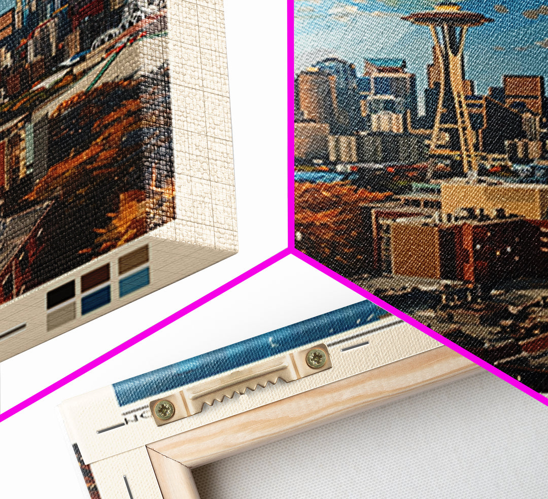 Seattle Travel Poster, Canvas Print, City Art Print, Travel Wall Art, Retro Travel Poster, Wanderlust Gift, Home Decor, Travel Decor