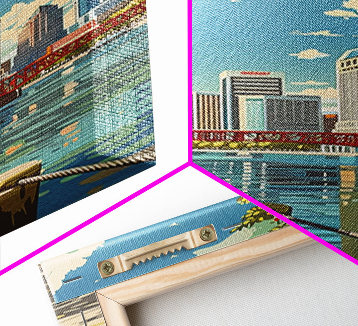Jacksonville Travel Poster, Framed Canvas Print, City Travel Poster, Travel Wall Decor, Travel Art Print, City Art Print, Poster Art