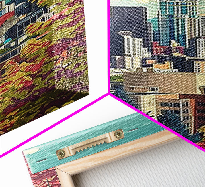 Seattle Travel Poster, Framed Canvas Print, Retro Travel Poster, City Wall Art, City Art Print, Mid Century Wall Art, Vintage Travel