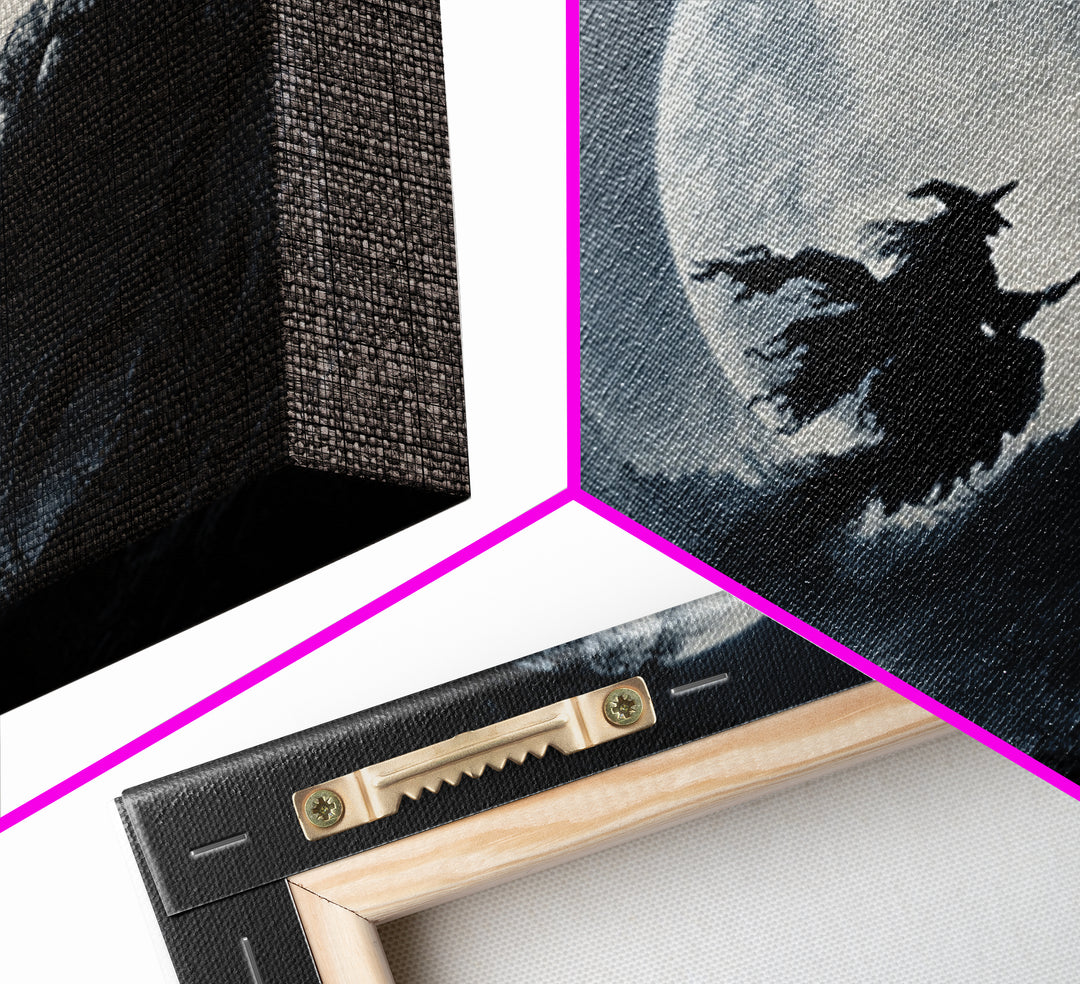 The Moonlit Witch, Baroque Witchcraft Art, Landscape Wall Art, Gothic Horror Wall Art, Framed Canvas Print, Halloween Wall Art