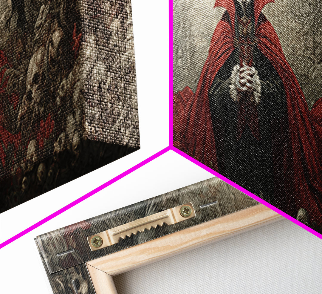 The Crimson Vampire, Medieval Grotesque Art, Extra Wide Wall Art, Gothic Horror Wall Art, Canvas Print, Halloween Wall Art