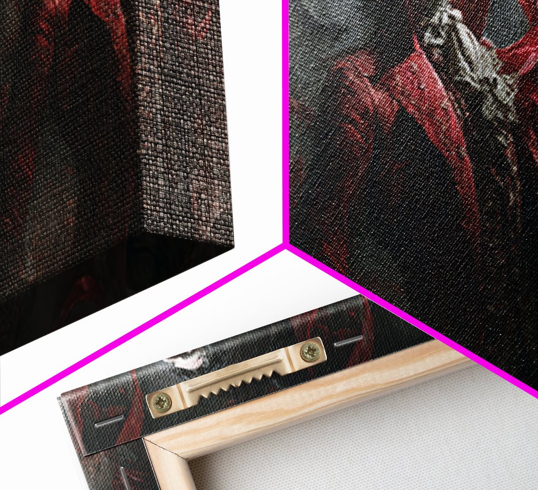 The Crimson Vampire, Apocalyptic Romantic Art, Wide Panoramic Art, Dark Halloween Decor, Framed Canvas Print, Halloween Wall Art
