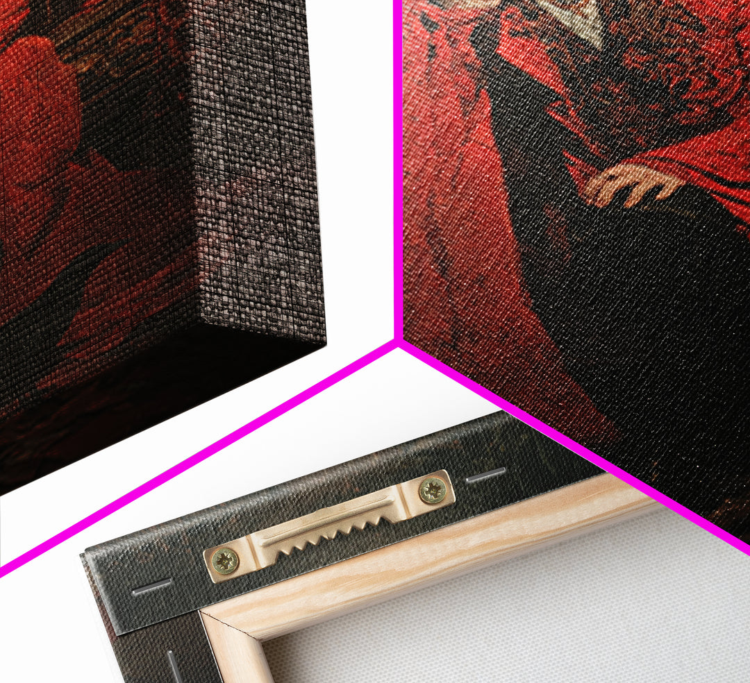 The Crimson Vampire, Ornate Symbolist Art, Vertical Wall Art, Gothic Horror Wall Art, Canvas Print, Halloween Wall Art