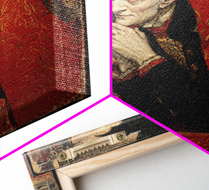 The Crimson Vampire, Grotesque Carnival Art, Square Wall Art, Dark Halloween Decor, Canvas Print, Halloween Wall Art, Statement Wall Art