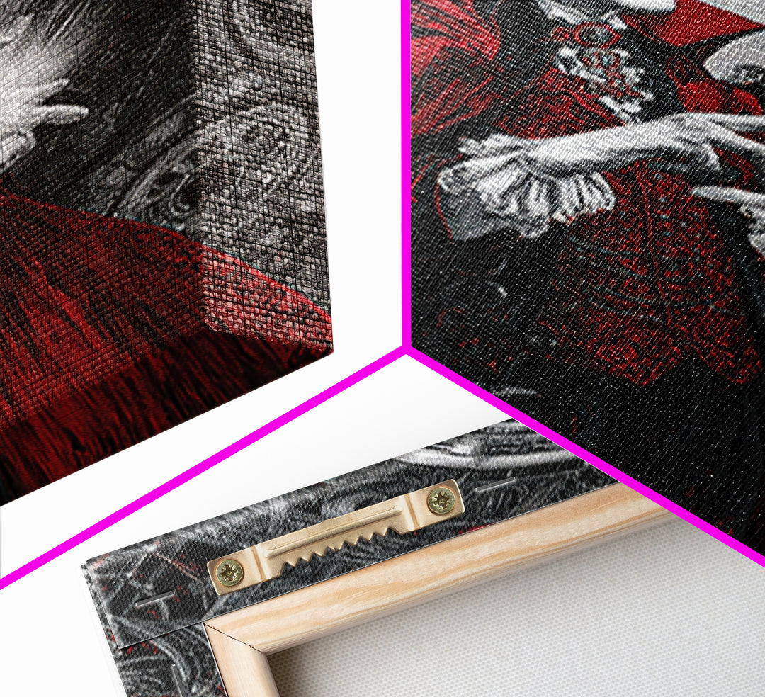 The Crimson Vampire, Biomechanical Horror Art, Vertical Wall Art, Dark Fantasy Wall Art, Canvas Print, Halloween Wall Art, Gothic Home Decor